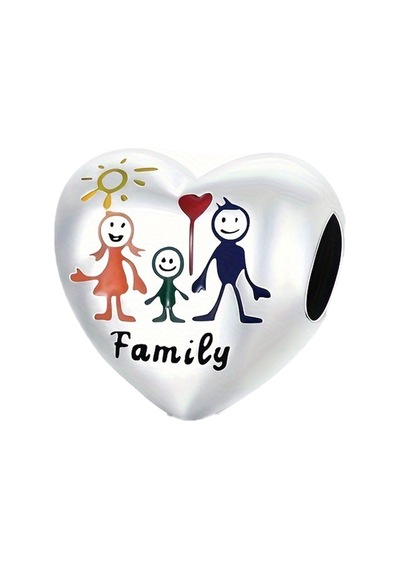 Family Kalp Boncuk Charm Gümüş
