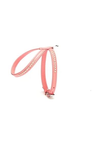 Doggie Flotter Swarovski Taşlı Deri Köpek Göğüs Tasması 1,2 X 21-30 Cm Pembe
