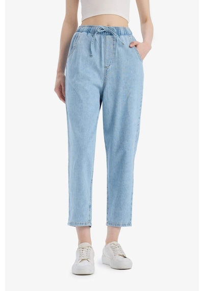 DeFacto Pull On Paperbag Yüksek Bel Düz Paça Uzun Yumuşak Jean Pantolon E0733AX25SMNM28