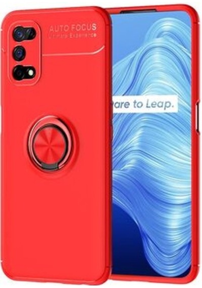 Realme 7 Pro Kılıf Yüzüğü Stant Ve Araç Tutucu Olabilen Şık Esnek Premium Silikon Kapak Ryc/ravel Kirmizi