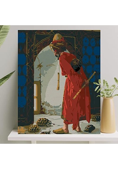 Sayılarla Boyama Tuval Seti Fırça Boya Dahil Çıtalı 40x50 Cm - Kaplumbağa Terbiyecisi