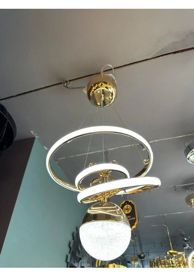 Kasırga 3 Renk Gold Sarı Beyaz Ve Gün Işığı Luxury Led Avize Kristal Taşlı Concept Çok Renkli