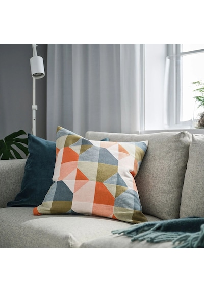 Ikea Svartho Yastık Kılıfı 50 X 50 Cm Açık Bej - Turuncu - Mavi Çok Renkli
