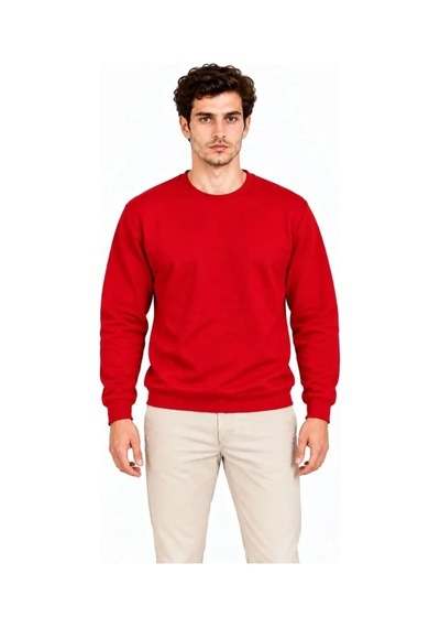 Biçomi Gün Boyu Sıcak Ve Rahat Tutan Şardonlu Pamuk Karışımlı Regular Fit Sweatshirt Kırmızı