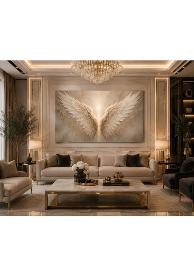 Lüks Melek Kanatları Kanvas Tablo Gold Detaylı Modern Soyut Angel Wings Duvar Tablosu Salon Yatak Odası Antre Ofis Dekoru