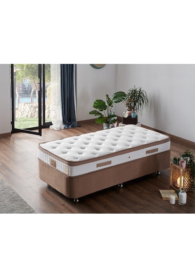 Nironyatak Niron Latte 100X200 Cm Tek Kişilik Yatak Baza Başlık Seti - Sert
