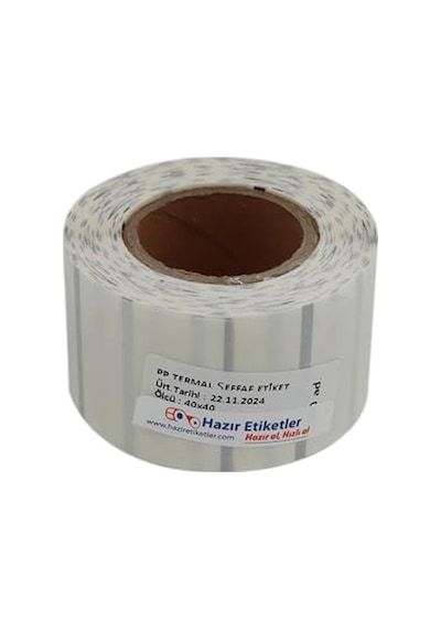 Pp Şeffaf Termal Rulo Etiket 40mm X 40mm Çap Ruloda 500 Adet 1
