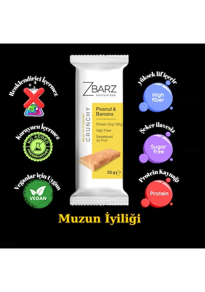 Zbarz Crunchy Muzlu Yer Fıstıklı Proteinli Bar 12 x 35 G