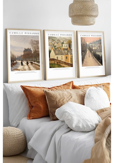 Huhuli Ahşap Çerçeveli Camille Pissarro Tablo Seti Huhu550