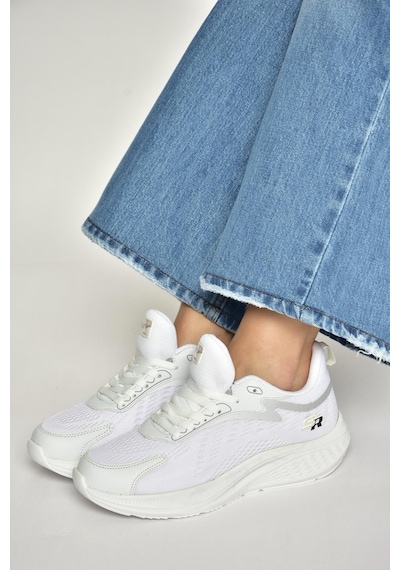 Fox Shoes Y702500804 Beyaz Kumaş Kalın Tabanlı Spor Ayakkabı Sneakers Beyaz