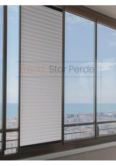 Koyu Gri Plise Katlanır Cam Balkon Perdesi - Ofis Perdesi - Salon Perdesi - 046 Koyu Gri