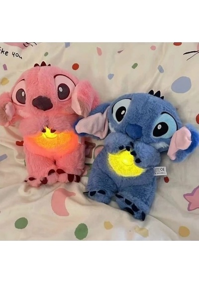 Stich Uyku Arkadaşı Peluş 25 Cm Işıklı Ve Sesli Sevimli Peluş Oyuncak Pembe