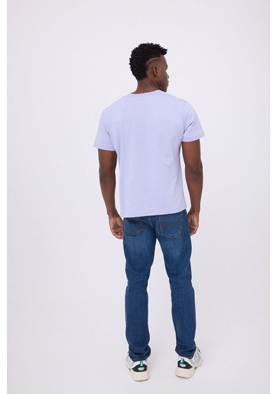 Marıne Tee Deniz Temalı Ribana Bisiklet Yaka Pamuk T-shirt-3150 Soluk Lila