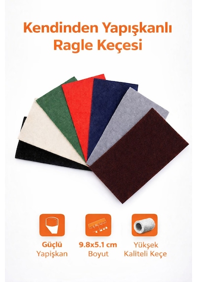 Yedek Ragle Keçesi Kendinden Yapışkanlı Suya Dayanıklı 10 Adet Renkli