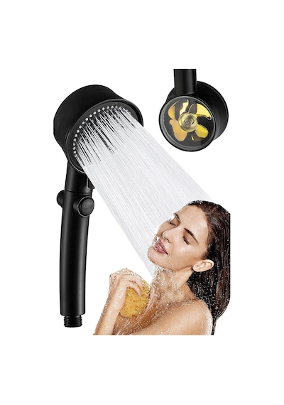 Banyo Duş Başlığı Ayarlanabilir Yüksek Basınçlı Yağmurlama Kademeli Siyah Tepe Duş Batarya El Duşu S Diğer
