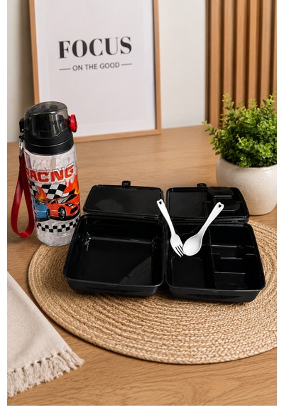 Matara 500 Ml Ve 2 Katlı Beslenme Kabı 2'li Set- Matara Beslenme Kabı Seti-racıng - 909698510