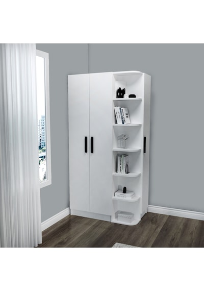 Arnetti Luses 3 Kapaklı Raflı Genç Odası Gardırop, Beyaz - Luses Arnetti Luses 3 Kapaklı Raflı Genç Odası Gardırop, Beyaz - Luses