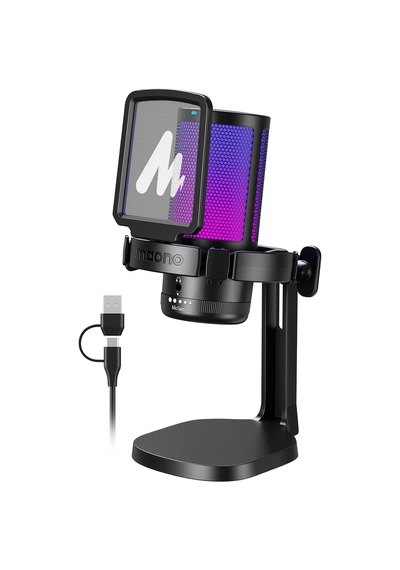 Pc İçin Usb Mikrofon, Sessiz Düğmeli Rgb Oyun Mikrofonu, Gürültü Önleyici Kondenser Mikrofon, Akış, Podcast, Ka