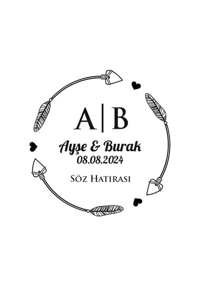 Köşeleri Yuvarlatılmış Kare Mühür Kına Nişan Düğün 3x3 Cm Özel Etiket / 50 Adet Sticker Beyaz