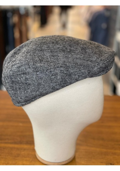 Hamze İngiliz London Model Balıksırtı Desen Kaşe Kumaş Kasket Şapka Gri
