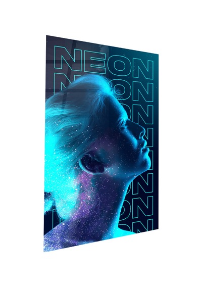 Neon Kadın Cam Tablo Hediyelik, Dekoratif, Ofis, Mutfak