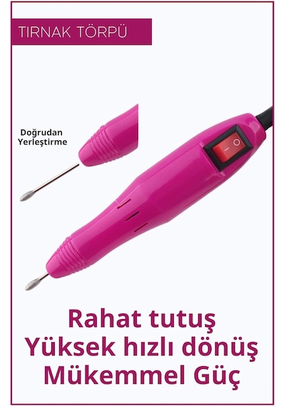Lexroo Protez Tırnak Freze Makinesi Manikür Pedikür Tırnak Törpü Cihazı Elektrikli 6 Başlık