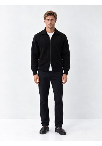 Xint Siyah Regular Fit Polo Yaka Hırka 801716