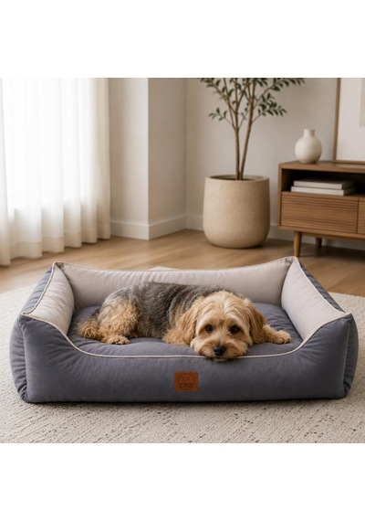 Lucy Köpek Yatağı 40 55 18 Cm Gri Açık Gri - Ortopedik Destekli Pet Yatağı, Yumuşak Dolgulu, Yıkanabilir,