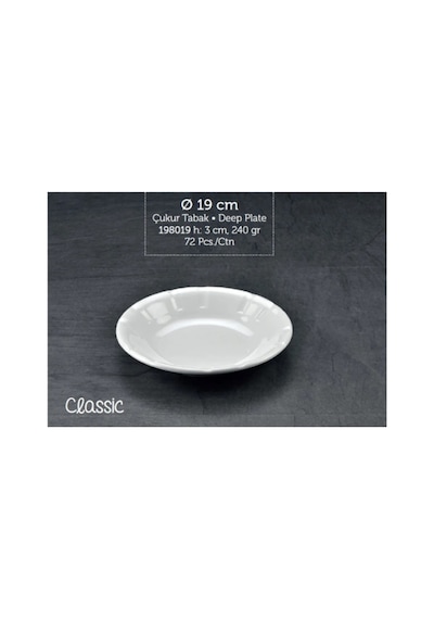 6 Adet Beyaz Oluklu Melamin Çukur Yemek Tabağı 18x3,5 Cm Pilav Kuru Nohut Sulu Yemek Kabı Beyaz