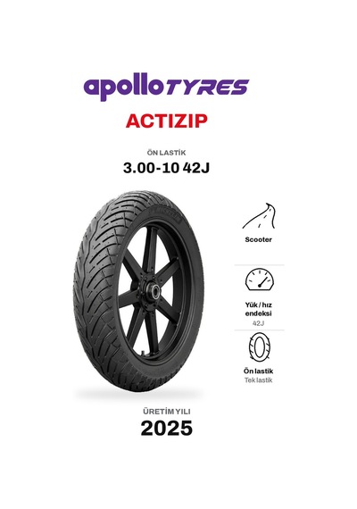 Apollo Actizip 3.00-10 42j Tubeless Ön Motosiklet Lastiği