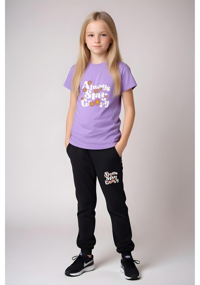 Panios Kids Always Stay Baskılı Kız Çocuk Tişört Ve Eşofman Alt-üst Takım Lila Panios Kids Always Stay Baskılı Kız Çocuk Tişört Ve Eşofman Alt-üst Takım Lila