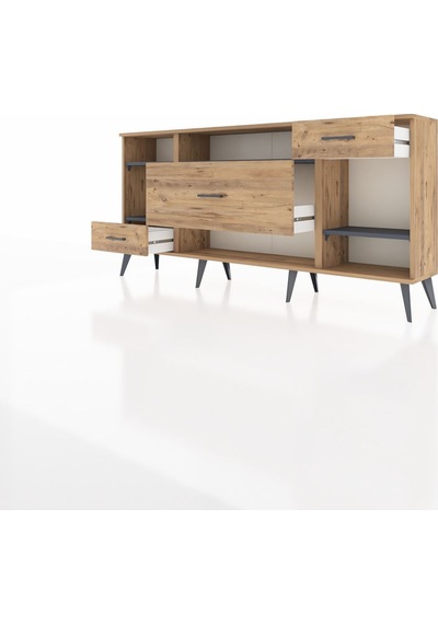Arges Konsol 4 Raflı 3 Çekmeceli 176x30x83 Çam-antrasit/çam Antrasit/çam Arges Konsol 4 Raflı 3 Çekmeceli 176x30x83 Çam-antrasit/çam Antrasit/çam