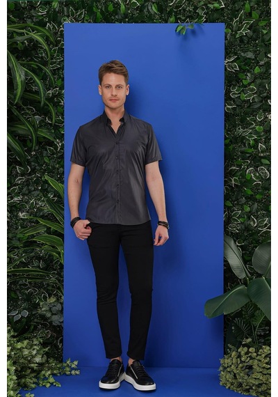 Efor Gk 684 Slim Fit Antrasit Klasik Gömlek Antrasit