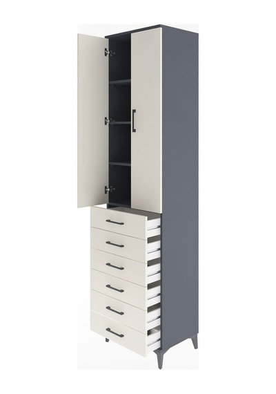 Hyperion Dolap 4 Raflı 6 Çekmeceli 2 Kapaklı 60x44x243 Antras... Antrasit
