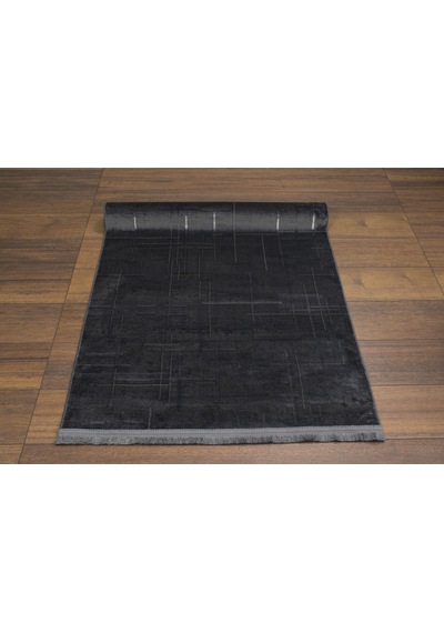 Antrasit Rengi Lotus Bambu Model Altı Kaymaz Makine Dokuma Halı-856 Renkli
