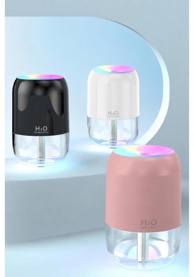 Hava Nemlendirici Buhar Makinesi Ve Aroma Difüzörü 200ml Ultrasonik Renkli H6 Beyaz
