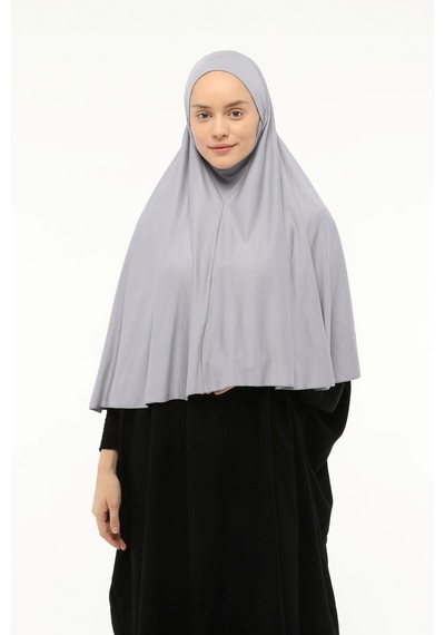Altobeh Hazır Türban Peçeli Pratik Eşarp Tesettür Nikaplı Hijab - Namaz Örtüsü Sufle 3xl - Gri Gri
