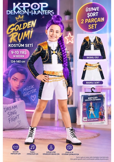 Toyfest K-pop Demon Hunters Golden Rumi Çocuk Kostüm Seti 9-10 Yaş M 134-140 Cm Çok Renkli Toyfest K-pop Demon Hunters Golden Rumi Çocuk Kostüm Seti 9-10 Yaş M 134-140 Cm Çok Renkli