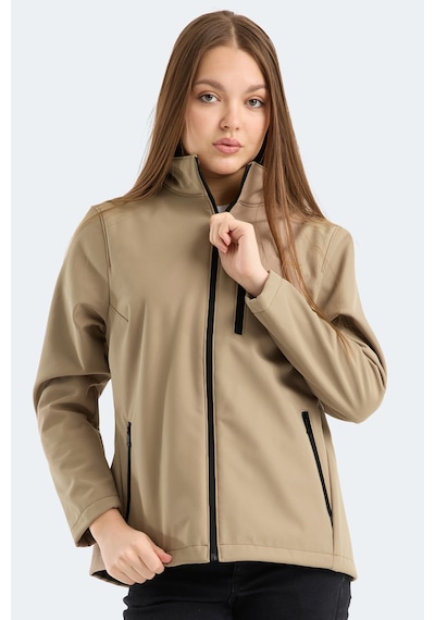 Slazenger Hıp Style Kadın Dik Yaka Fermuarlı Bej Mont & Kaban Bej