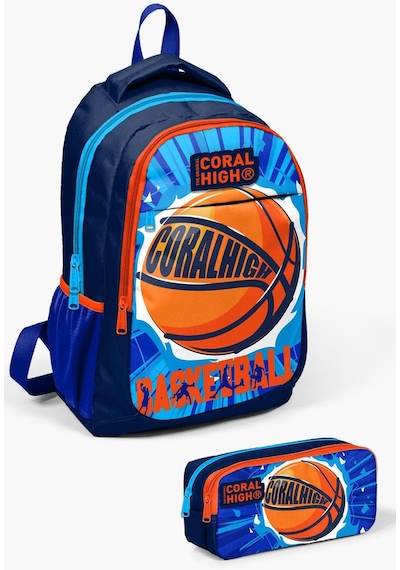 Coral High Kids Lacivert Mavi Basketbol Desenli 2'li Okul Çanta Seti Set0214405