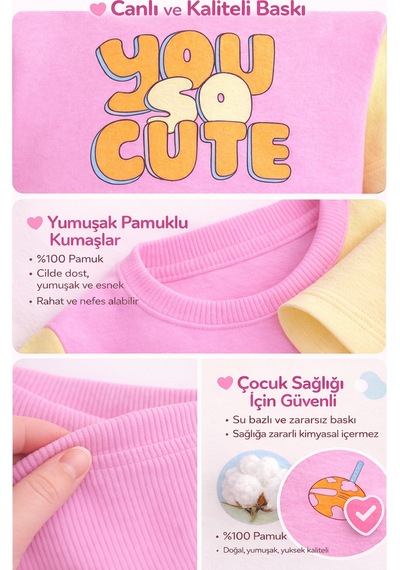 Harika Kids Kız Bebek Yazlık Bol Paça Alt-üst Takım Pembe