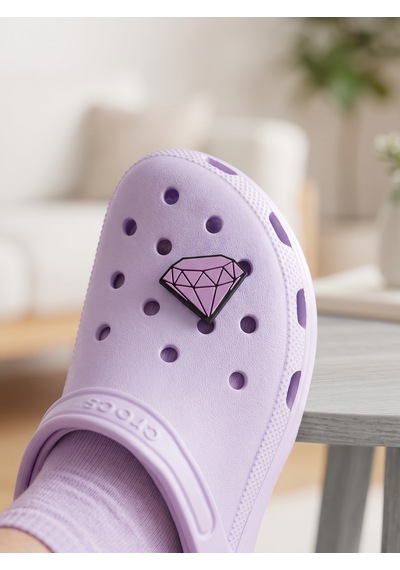 Croco Terlik Uyumlu Mor Elmas Jibbitz Terlik Süsü 5'li Paket