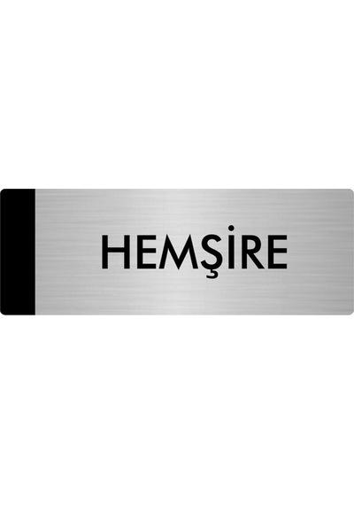 Metal Yönlendirme Levhası, Departman Kapı Isimliği Hemşire 7x20 Cm Gümüş Renk