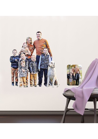 Kişiye Özel Tam Boy Aile Karikatürlü Duvar Sticker (50X70Cm)-3