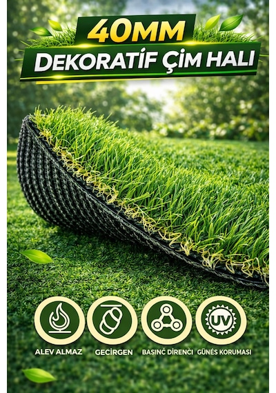 40mm Dekoratif Çim Halı Ultra Doğal Görünüm & Maksimum Konfor 200 x 250