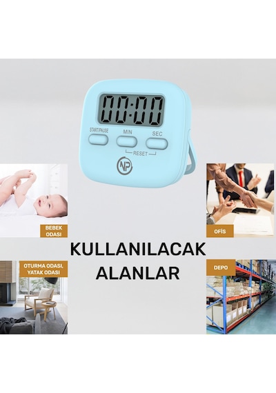 NPO NPT05M Mutfak,Ders,Yemek için 99:59dk Dijital Alarm Kronometre,Pomodoro Öğrenci Motivasyon Saati