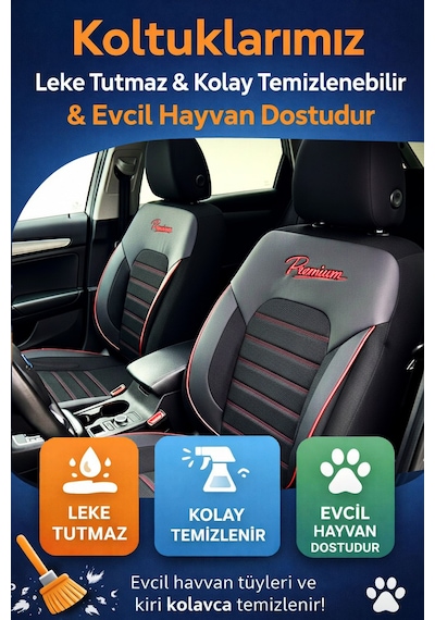 Premium Serisi Lüks Keten Üniversal Oto Koltuk Kılıfı - 5 Koltuk Tam Set Siyah