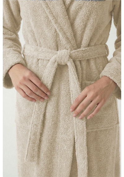 %100 Pamuklu Unisex Bornoz Şalyaka Cepli Büyük Beden 3xl 4xl Erkek Kadın Bornoz Kahve