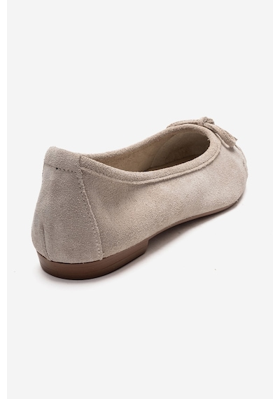 Luvishoes 03 Bej Süet Hakiki Deri Kadın Babet Ayakkabı Bej