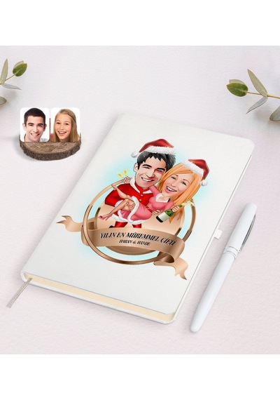 Kişiye Özel Yılın En Mükemmel Çifti Karikatürlü Beyaz Defter ve K N11.1269 Beyaz
